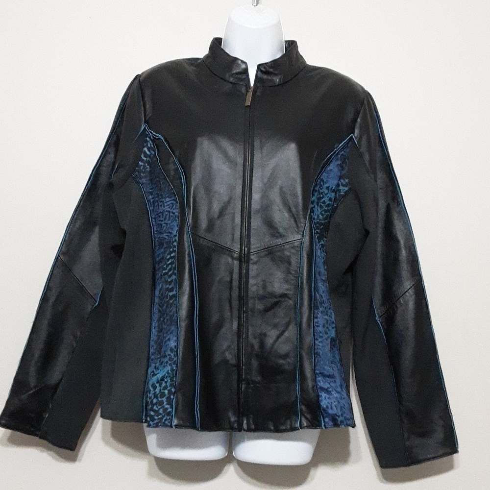 Vintage Koos of course leather jacket women L artwork boho minimalist Y2K fall